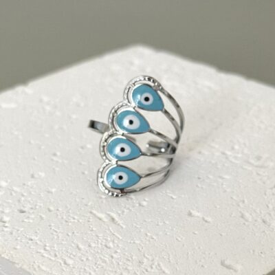 Peacock evileye silver-blue