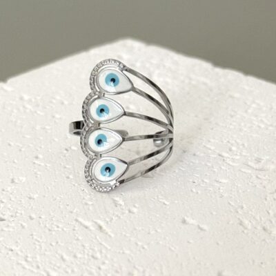 Peacock evileye silver-white