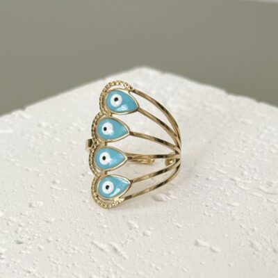 Peacock evileye gold-blue
