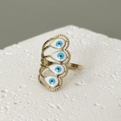 Peacock evileye gold -white